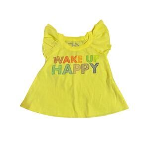 NWOT Chaser Size 2T Yellow Flowy Short Sleeve Shirt‎ Wake Up Happy Lightweight